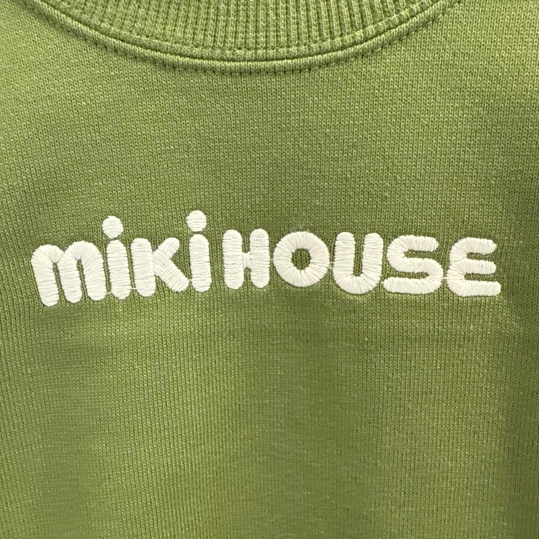 【美品】ミキハウス　スウェットロゴトレーナー　100 子供服　カーキ