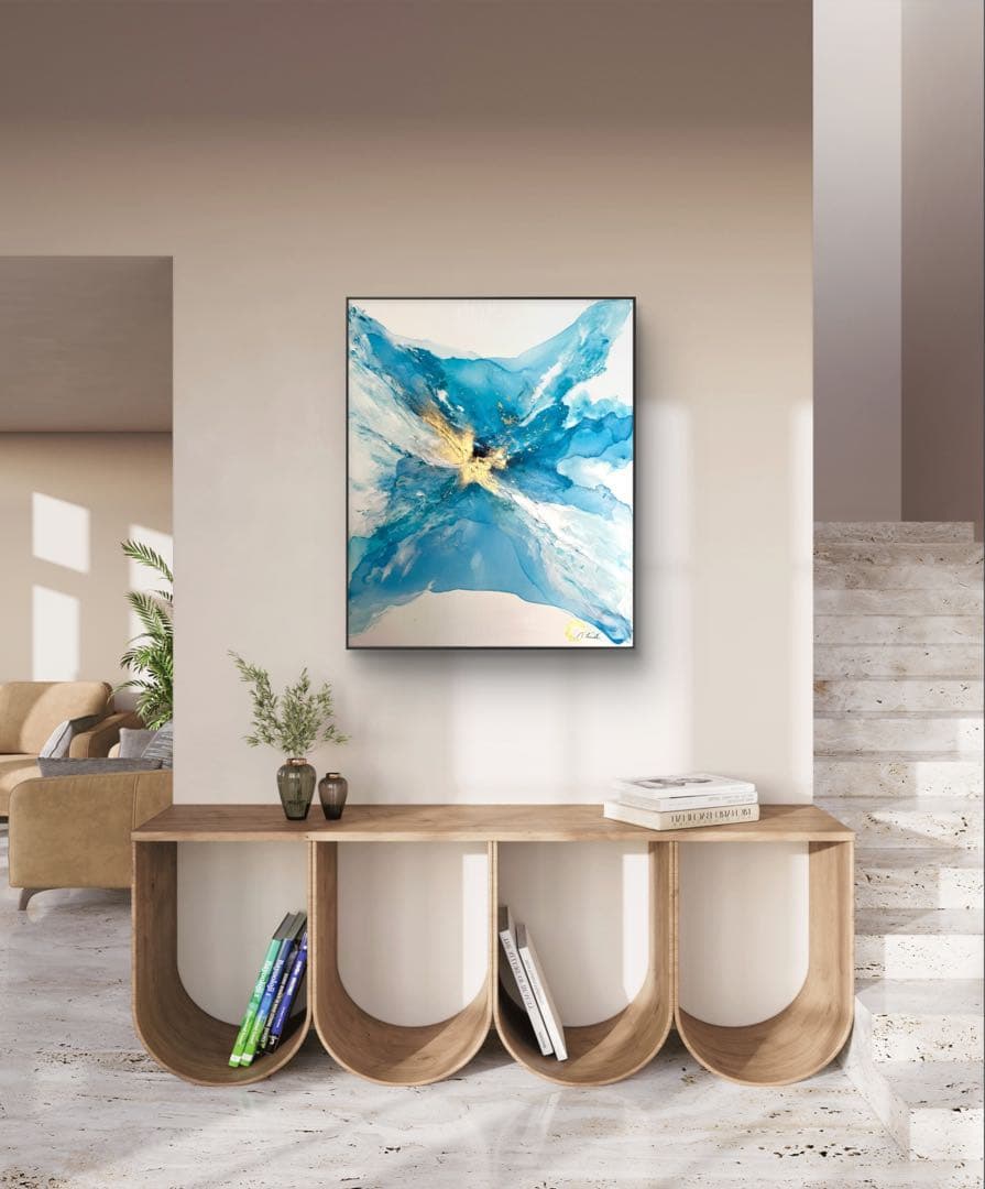 原画/額装済み/和風/禅/アート/抽象画/モダン/ホテル/ゴールド/紫陽花