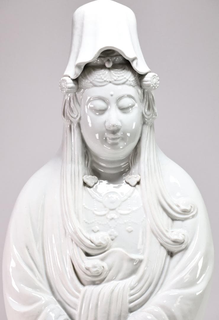 仏教美術　九谷焼　峰光作　特大　聖観音菩薩立像　願掛け　高さ94㎝　BK120