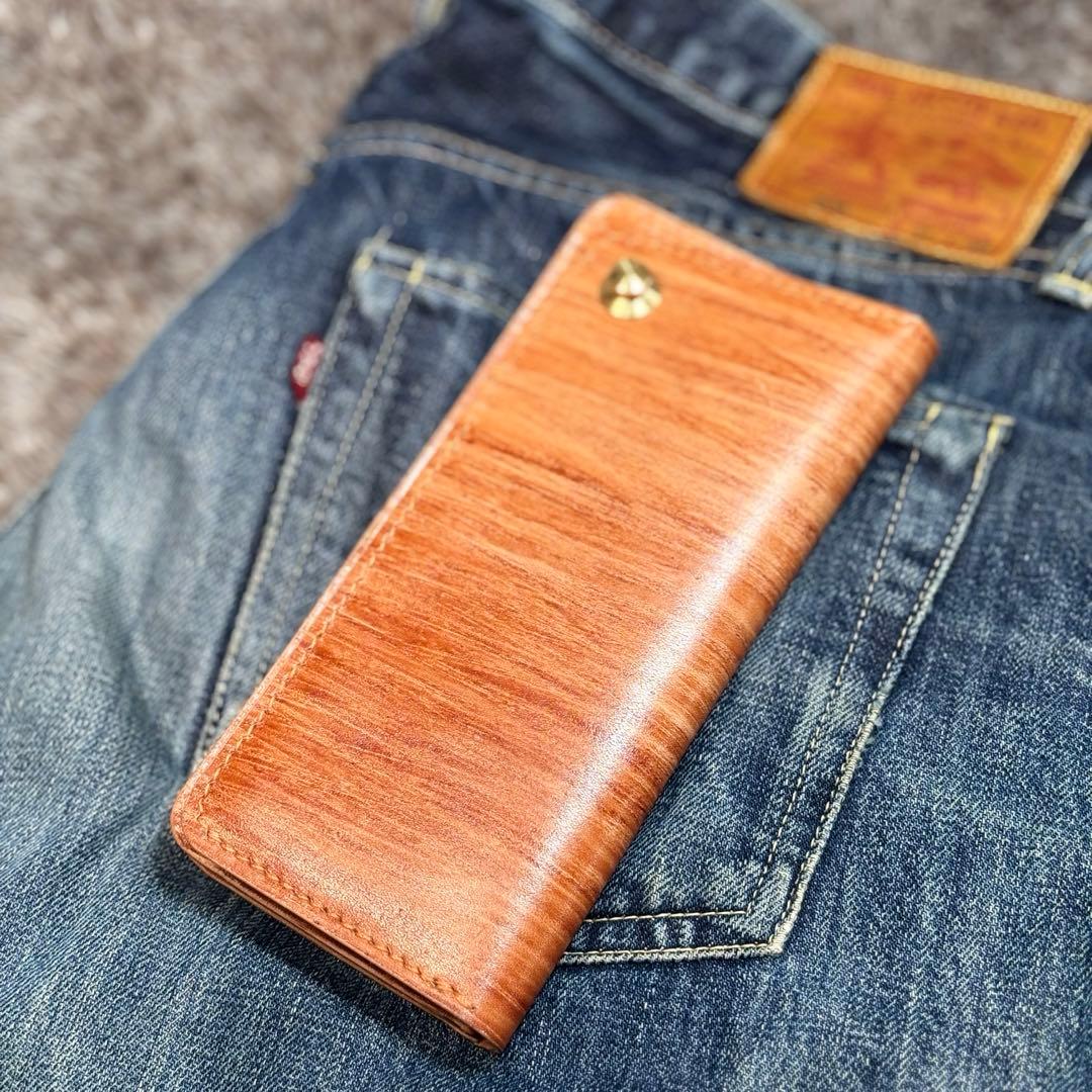 ◎個性重視.スナップロック.柿渋トラッカーウォレット.ロング2層◎