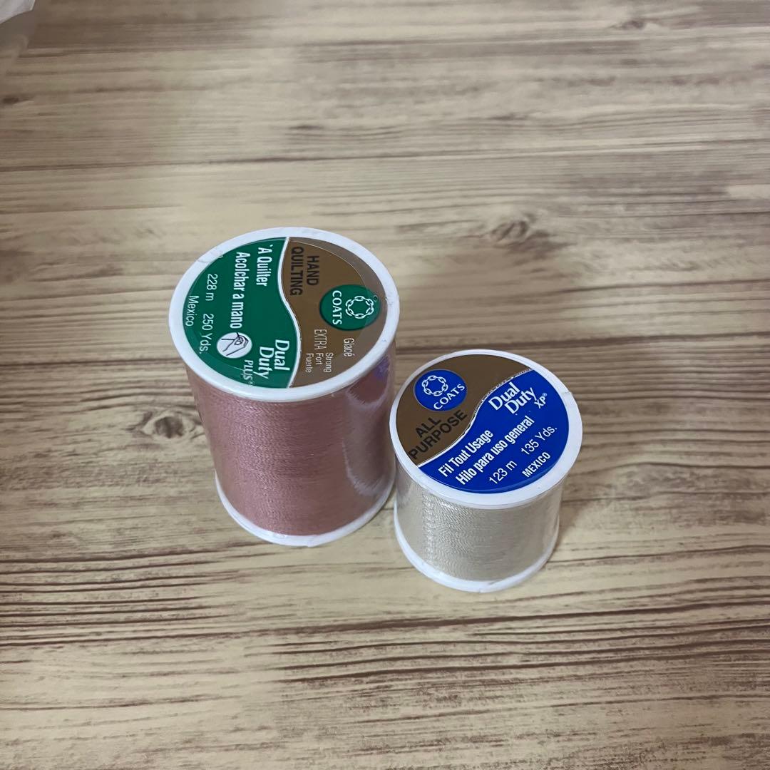 ベアーズポーローズとナインパッチのキルトキット　　縫い糸、キルト糸つき