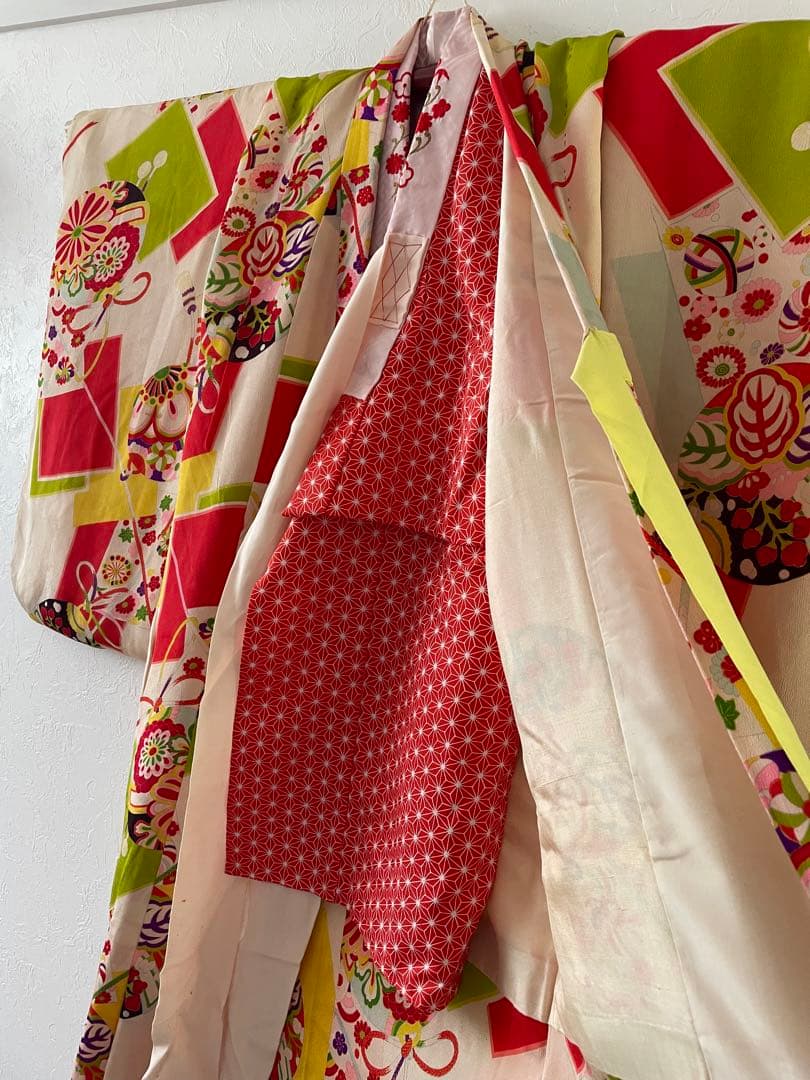 七五三　5歳、6歳　アンティークお着物セット　ハンドメイド　作り帯