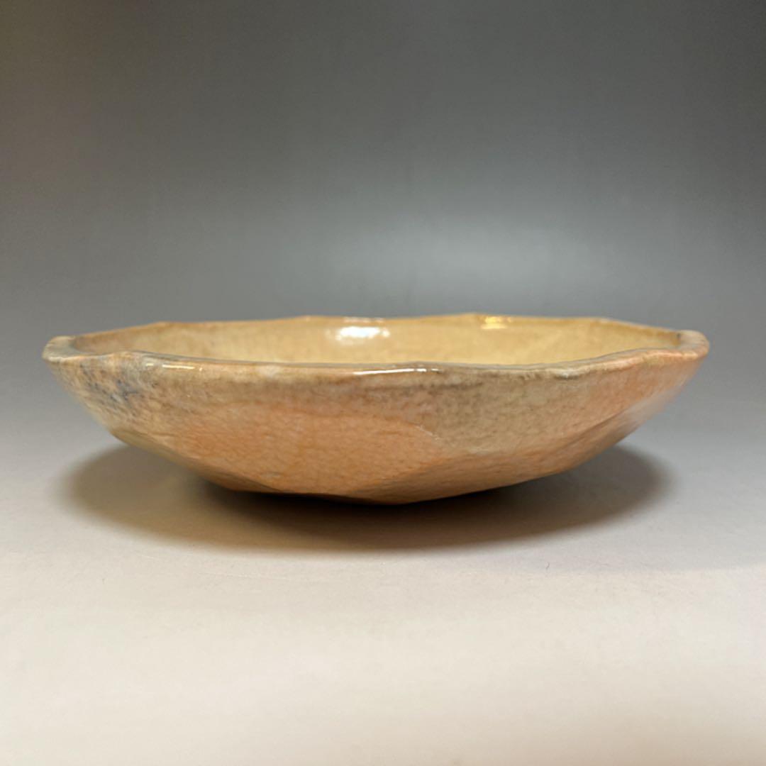 茶道具  赤楽平鉢  菓子器  二代 小川長楽 造