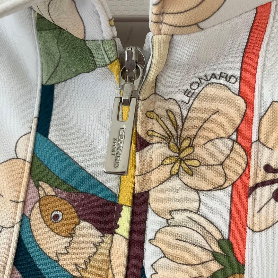 美品　レオナール　ポロシャツ　花柄　鳥　大きいサイズ44