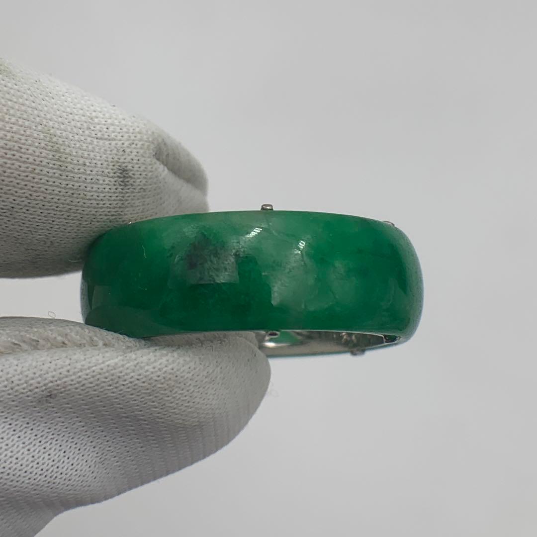 天然翡翠ヒスイプラチナリング　PT900 20号 鑑別書付き