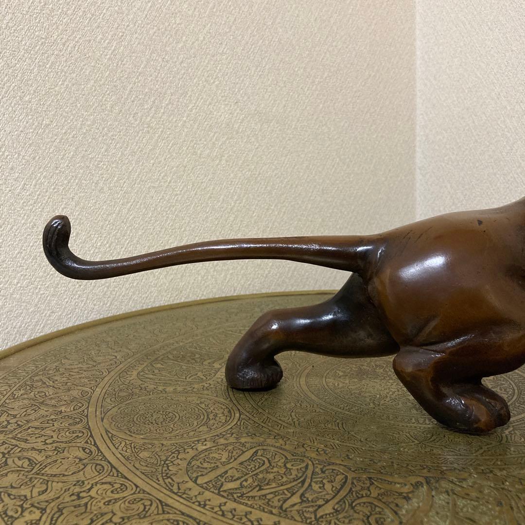 鉄製 虎 置物 幅46㌢ ビンテージ オブジェ 寅〈検 ブロンズ 銅器 干支