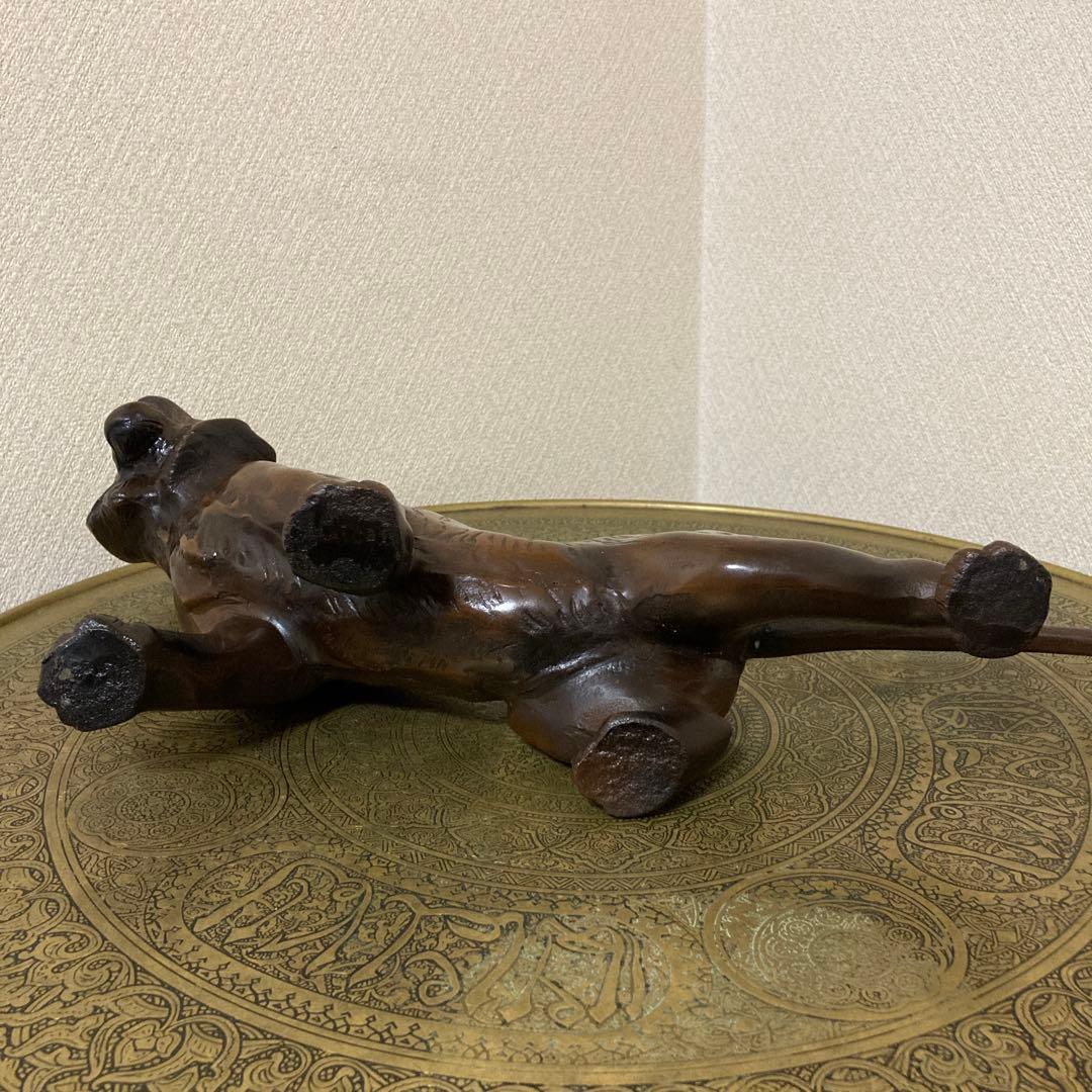 鉄製 虎 置物 幅46㌢ ビンテージ オブジェ 寅〈検 ブロンズ 銅器 干支