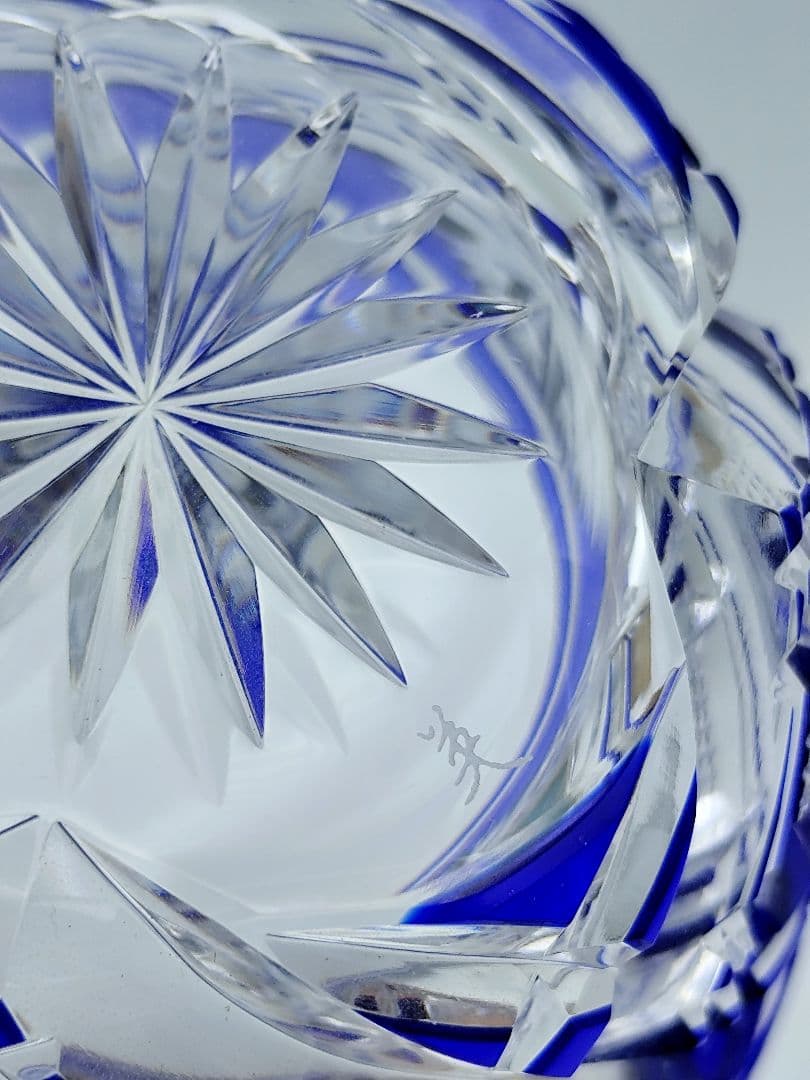 超希少品☆小林英夫 笹の葉切子鉢 遠藤兆映彫金蓋(切子、江戸切子