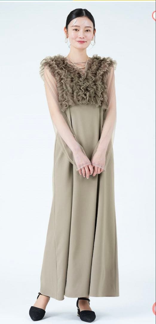 フリル ロング　パーティードレス S