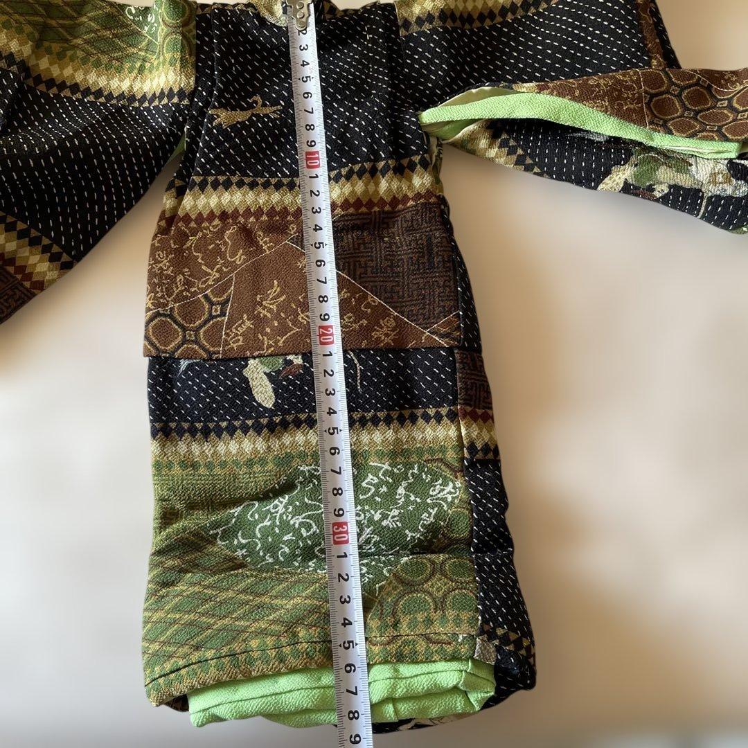 古布縮緬 二枚重ね 人形の着物 馬 やぶさめ 103103