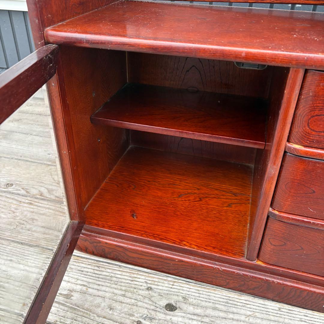 昭和レトロ カリモク 木製 階段型茶棚 サイドボード 飾り棚 コール