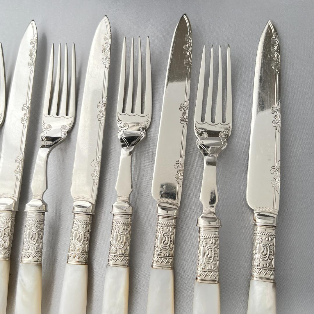 【Harrison Fisher】【白蝶貝】デザートセット ナイフ/フォーク