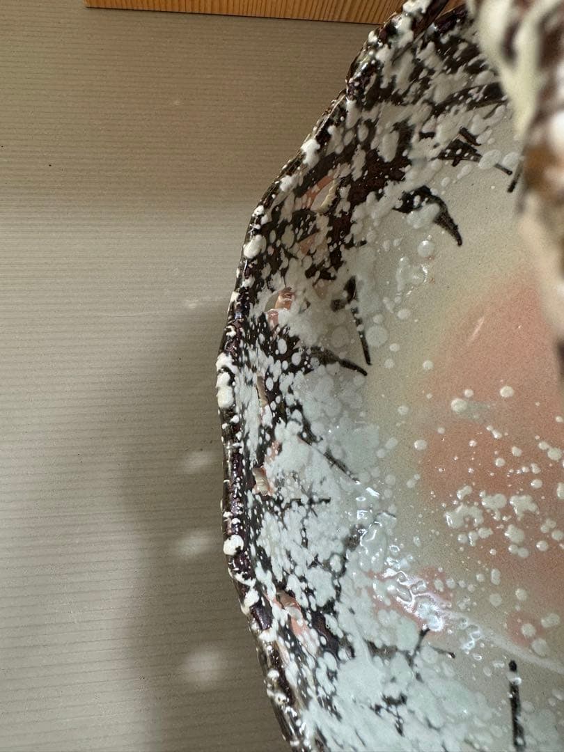 2784 阿漕窯 雪笹 手付 菓子鉢 共箱 未使用