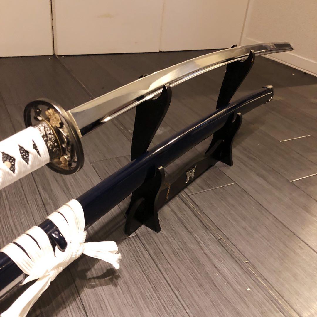 高級模造刀　高級居合刀　樋入り　優勢刃紋刀身　白拵え　亜合金刀身