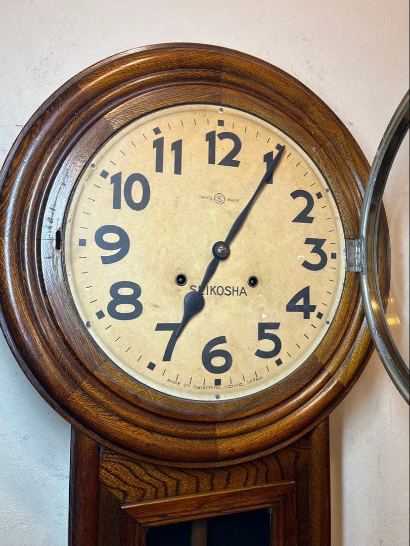 精工舎　大型頭丸　柱時計　古時計　振り子　ゼンマイ　レトロ　アンティーク