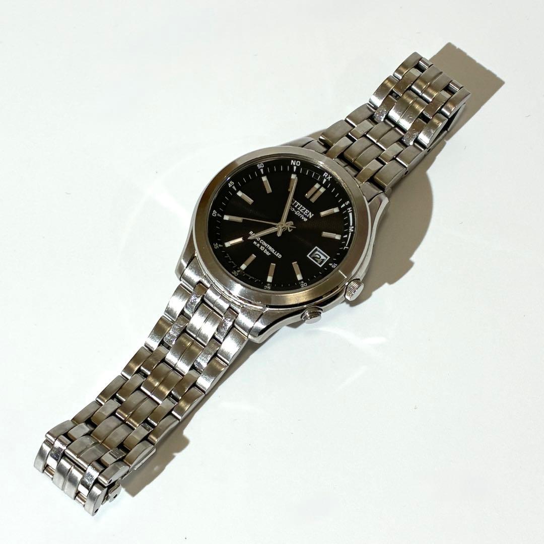 美品★ CITIZEN ECO-DRIVE ソーラー電波 腕時計 黒文字盤
