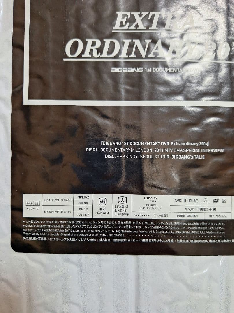 BIGBANG EXTRA ORDINARY 20's写真集DVD2枚　特典付