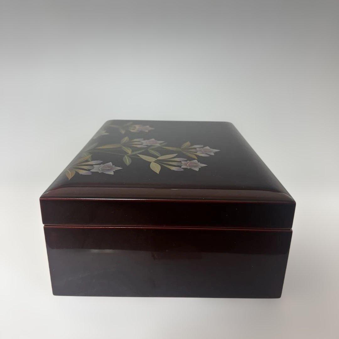 溜うるし塗　竜胆(りんどう)蒔絵　宝石箱　伝統工芸　木曽漆器　栄雅堂　未使用品