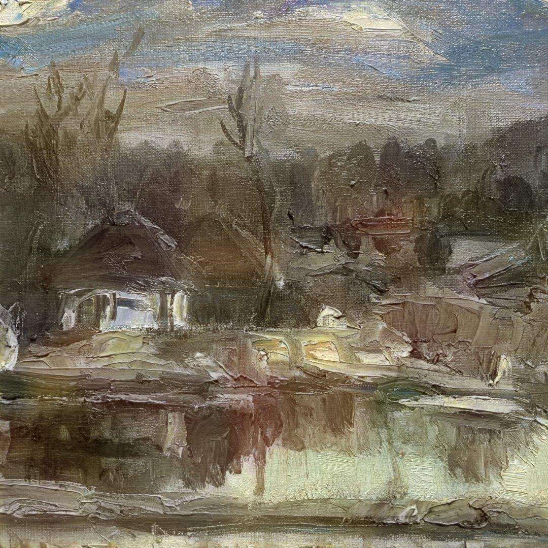 樋口洋「忍野村」10F 額縁58×66絵45.5×53cm 一枚の繪取り扱い作家