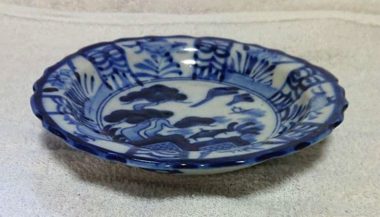 古伊万里染付輪花4寸皿5客A478