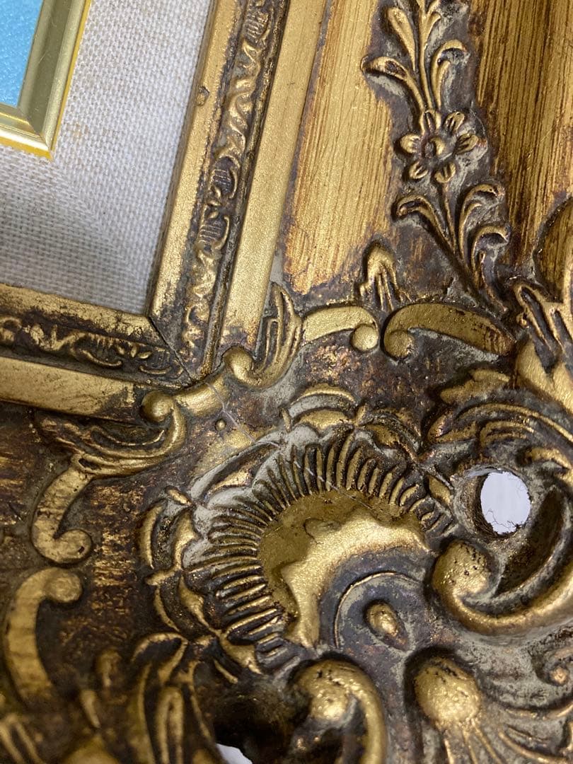 ゴールド額縁　風景画　油絵　山　自然