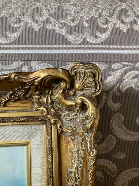 ゴールド額縁　風景画　油絵　山　自然