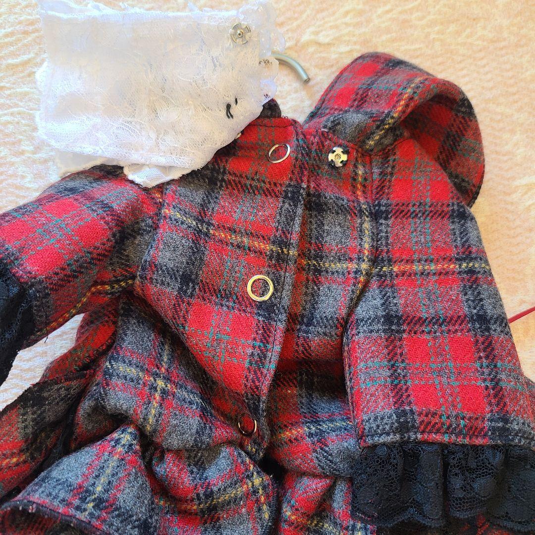 犬服 プルジャム イングランドウールタータンチェック コートワンピース