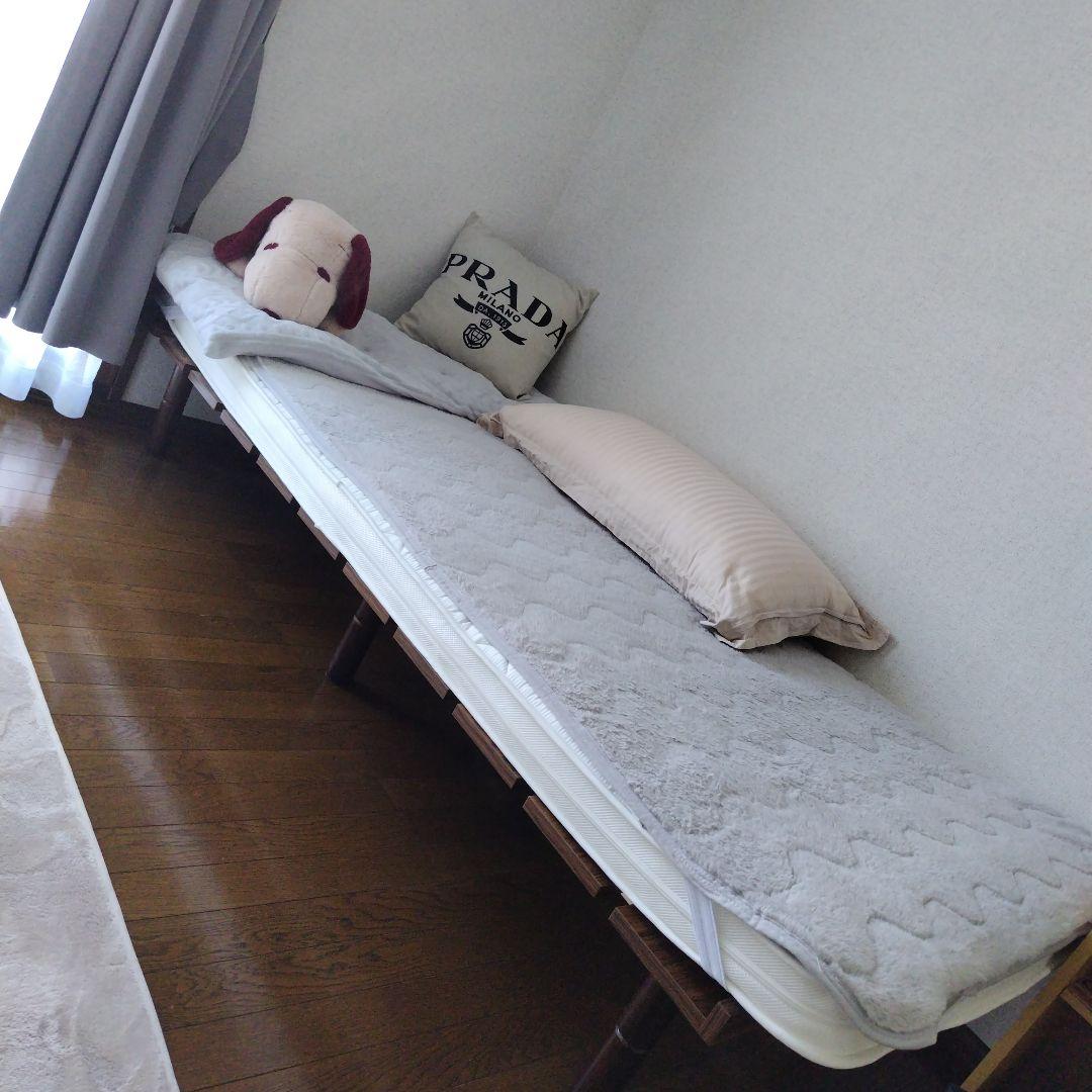 木製シングルベッドフレーム ダークブラウン