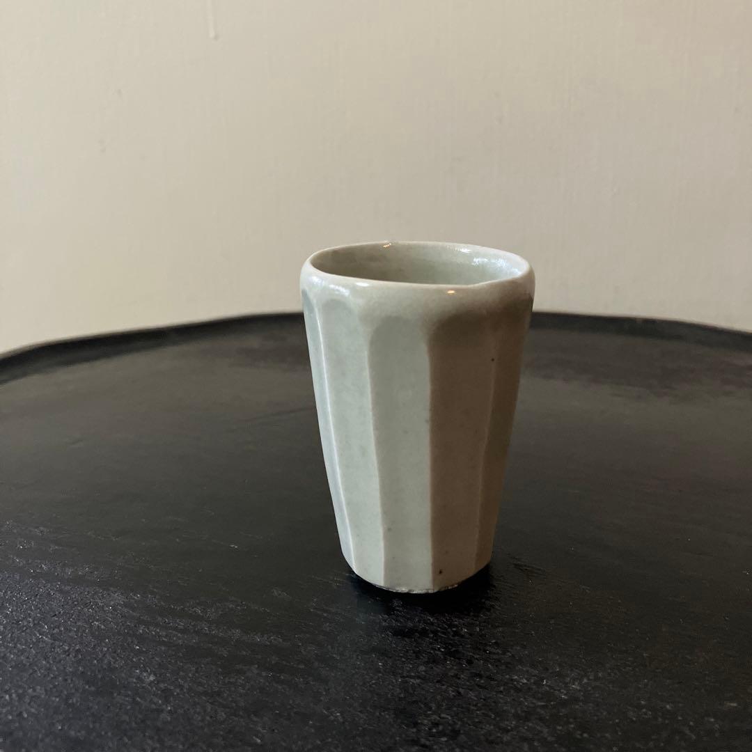 李朝面取筒盃　酒器　白磁　秦秀雄　浅川伯教　韓国アンティーク　朝鮮骨董　徳利