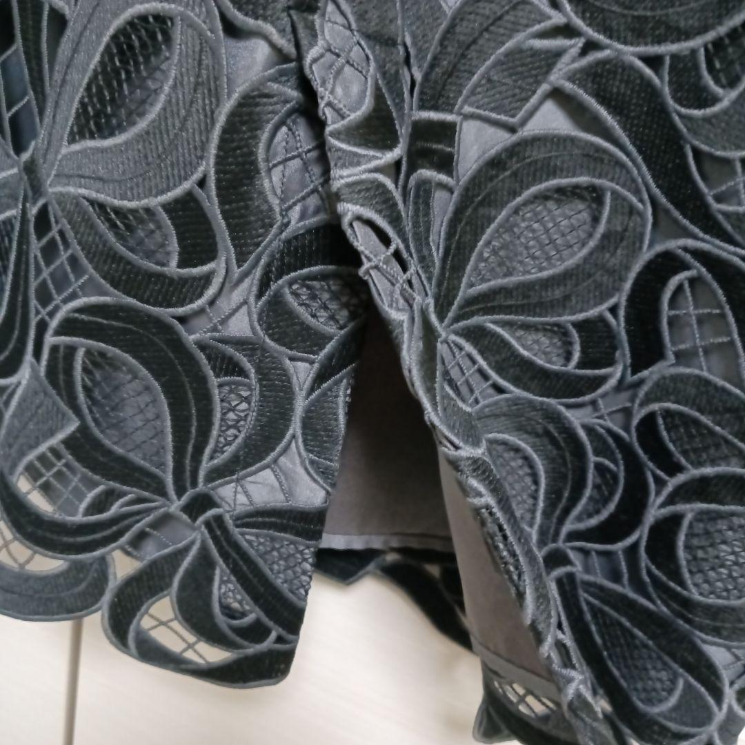 M'SGRACY リボンレースタイトスカート38 ブラック黒 エムズグレイシーM