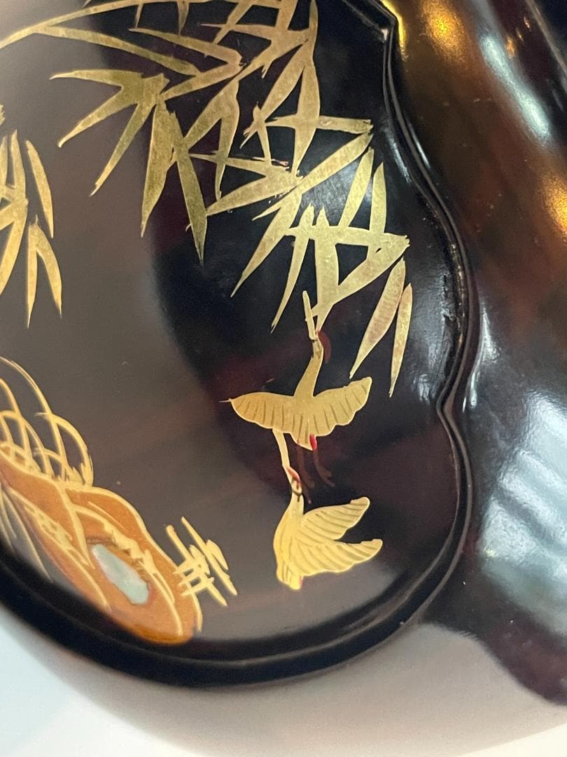 輪島塗 香炉 紫檀 蒔絵 越山 三つ足 山水 阿古陀 漆 金箔 螺鈿細工 骨董