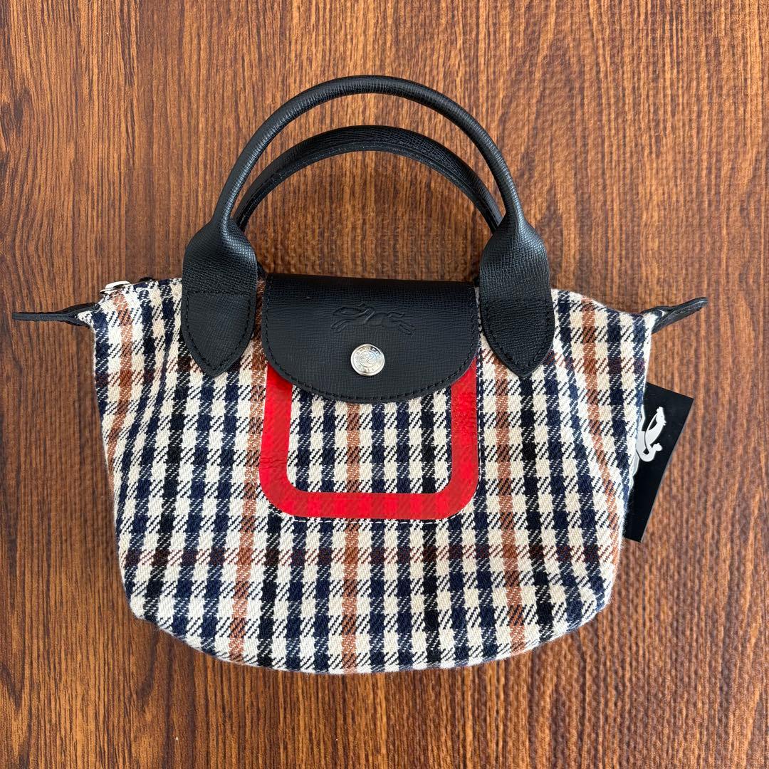 Longchamp ハンドバッグ　ショルダーバッグ　千鳥格子　マルチカラー　XS