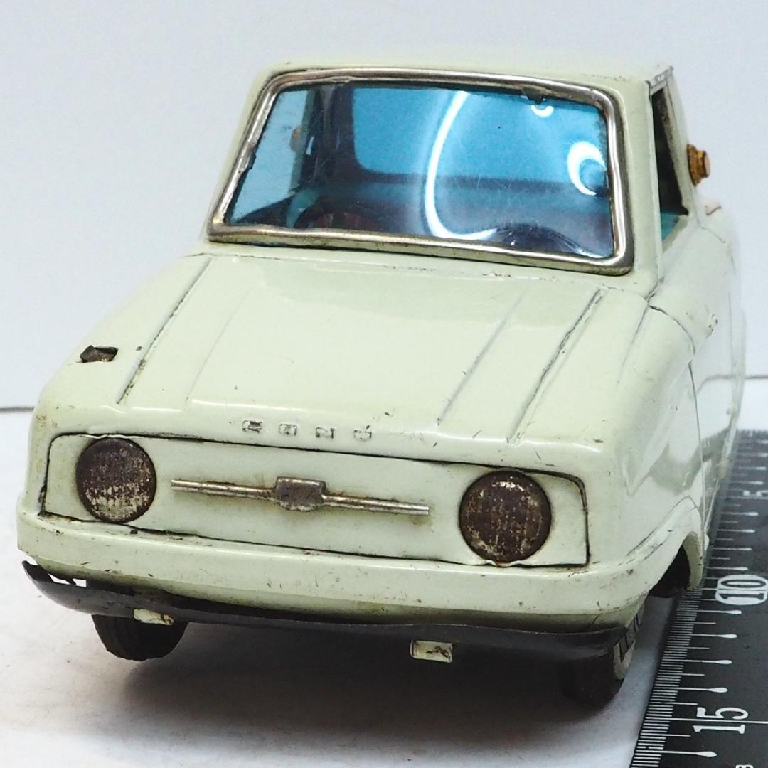 萬代屋【愛知機械工業コニー グッピー薄黄緑 ミラー欠】ブリキtin car 箱