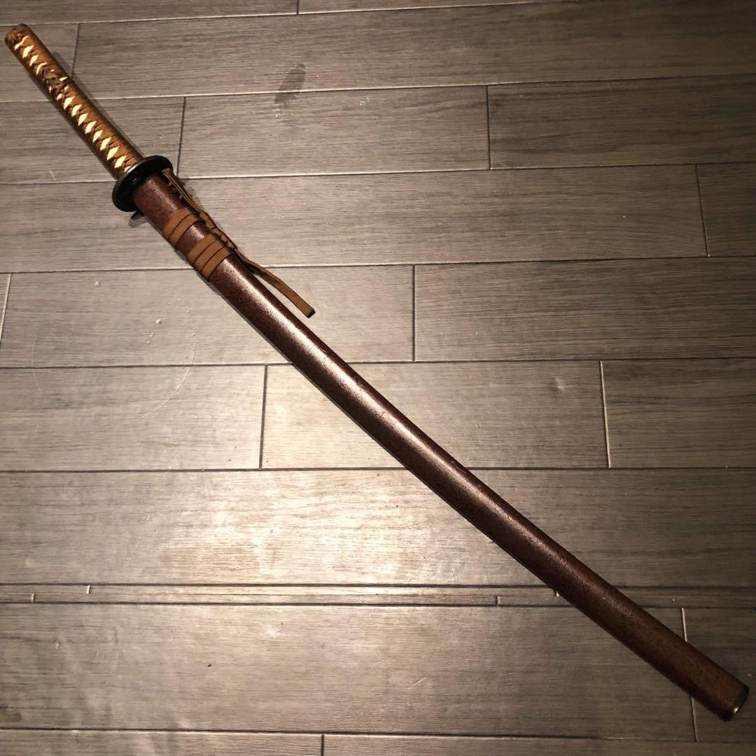 高級模造刀　高級居合刀　太刀　　本研波刃　亜鉛合金　茶拵え