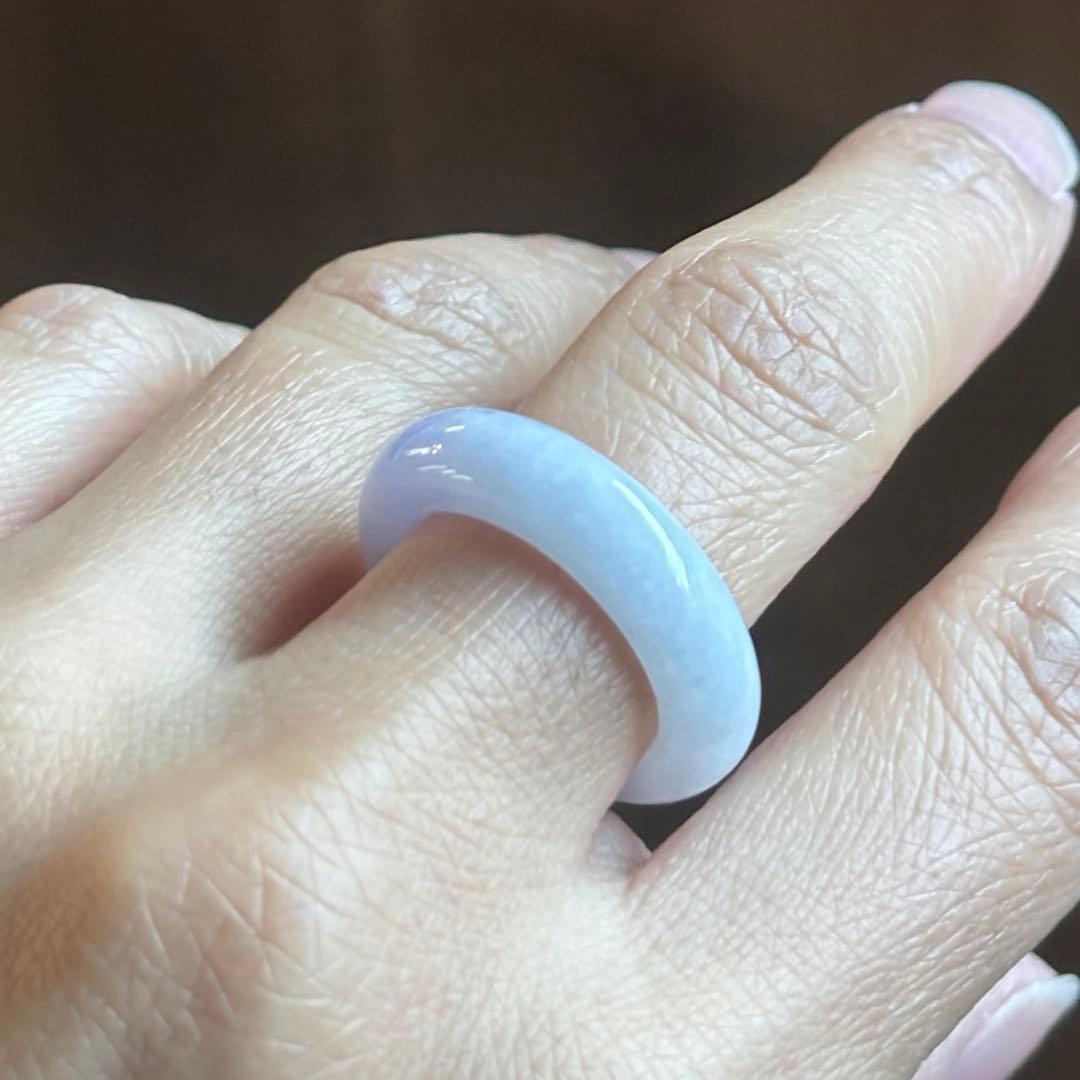 ミャンマー産 天然本翡翠（A貨） ラベンダー色 14号　くり抜きリング