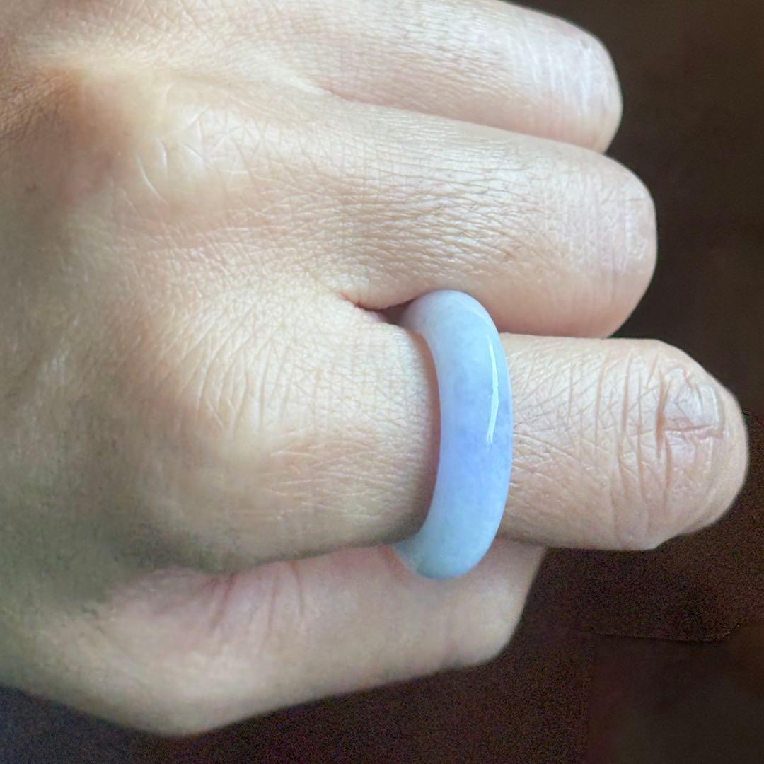 ミャンマー産 天然本翡翠（A貨） ラベンダー色 14号　くり抜きリング