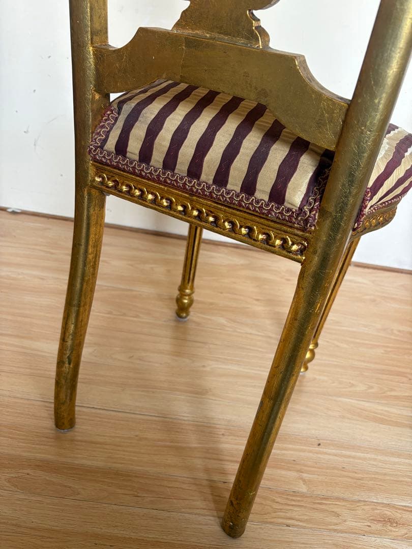アンティークチェア サロンチェア ダイニングチェア ゴールド 当時物