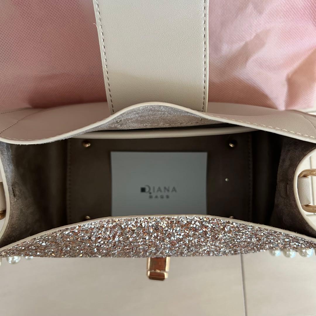 【美品】【DIANA】 ショルダーバッグ 黒 グリッター パール 2Way