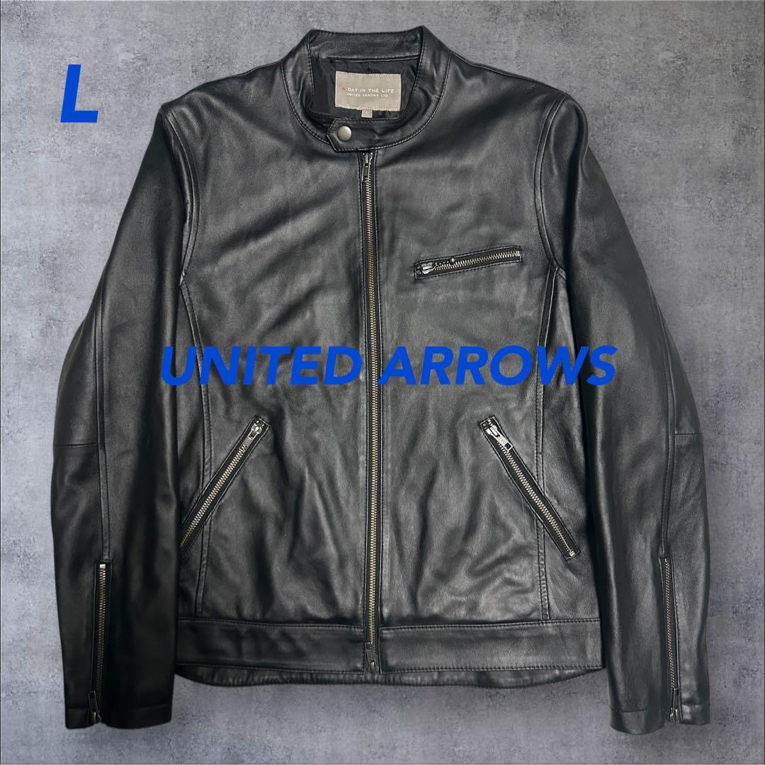 【美品】UNITED ARROWS 　シングルライダース　ゴートレザー　L 黒 極希少XL BEAUTY&YOUTH / UNITED ARROWS シングルライダース ゴート