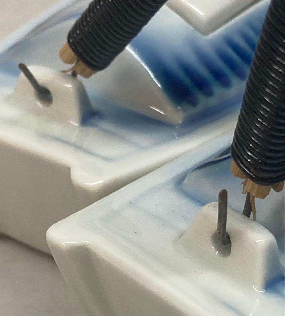 B294s「船形 酒器」一対 肥前 福泉造 共箱 銚子 懐石道具 茶道具