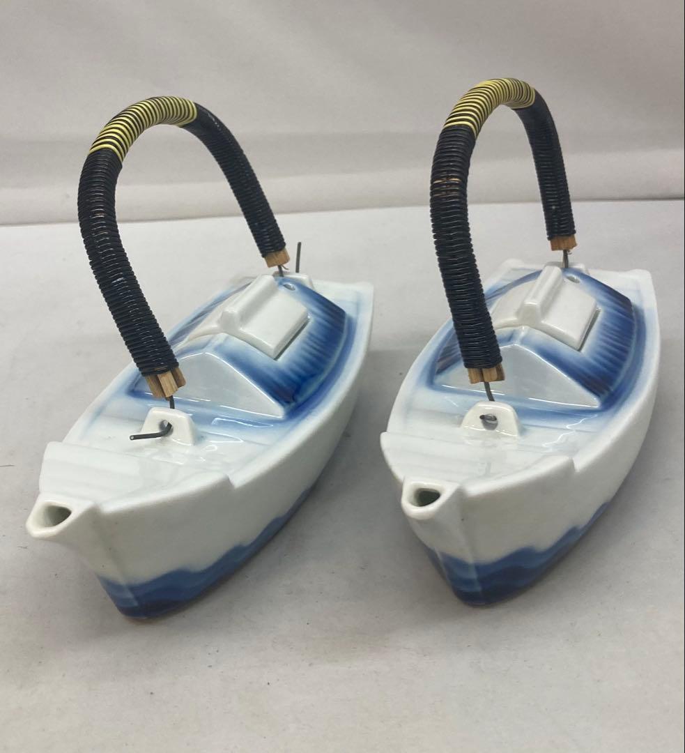 B294s「船形 酒器」一対 肥前 福泉造 共箱 銚子 懐石道具 茶道具