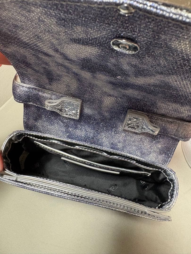 【DIESEL】 バッグ パープル×シルバー ラメ