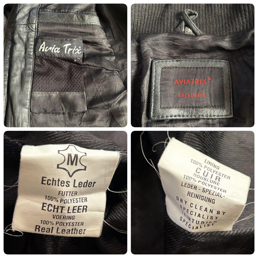 O445 Aviatrix 本革 9P ギミック レザージャケット 短丈 M 黒
