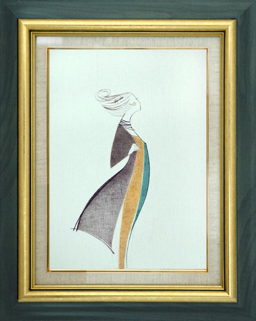 油絵 菅家令子 絵 絵画 インテリア 額付(銀) F4-080814 人物 女性