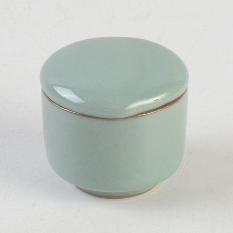 茶道具 諏訪蘇山作 青磁 桃 香合 堀内宗完（兼中斎）極め箱 V 9696の