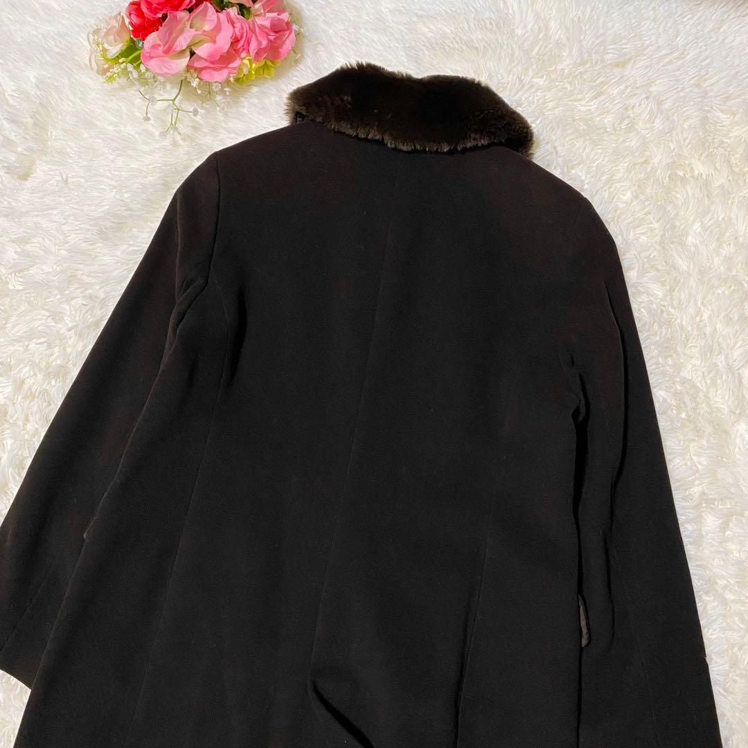 美品】23区 ウール ステンカラーコート ファー付き 大きいサイズ 濃