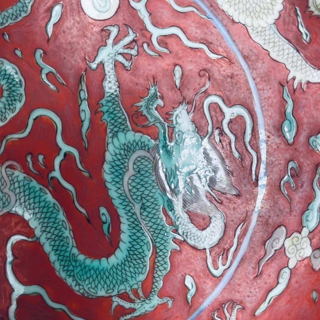康熙官窯 五彩 五爪龍 平皿 景徳鎮 陶磁器 中国美術