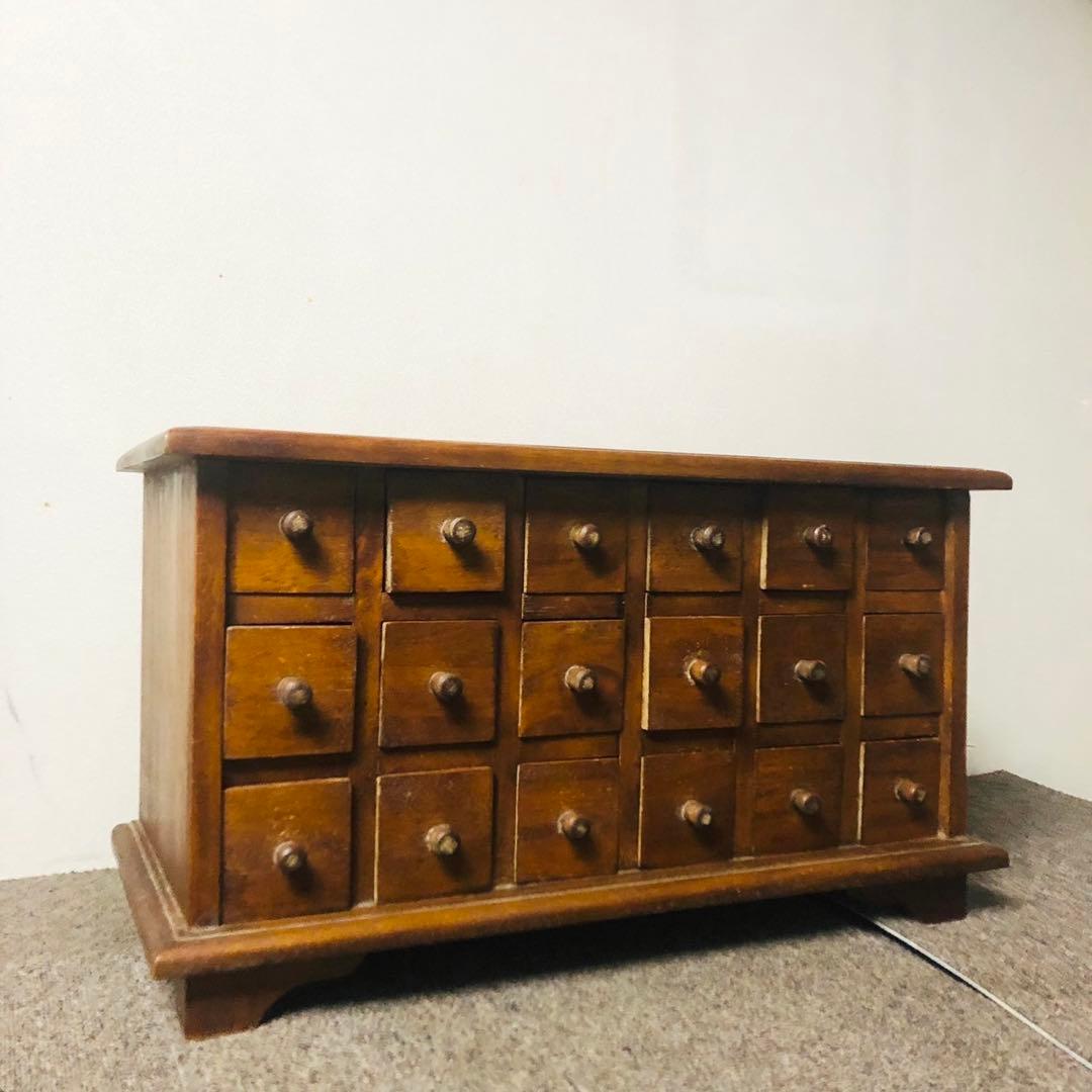 E69骨董品✨薬箪笥 アンティーク骨董 ビンテージ キャビネット 薬箱