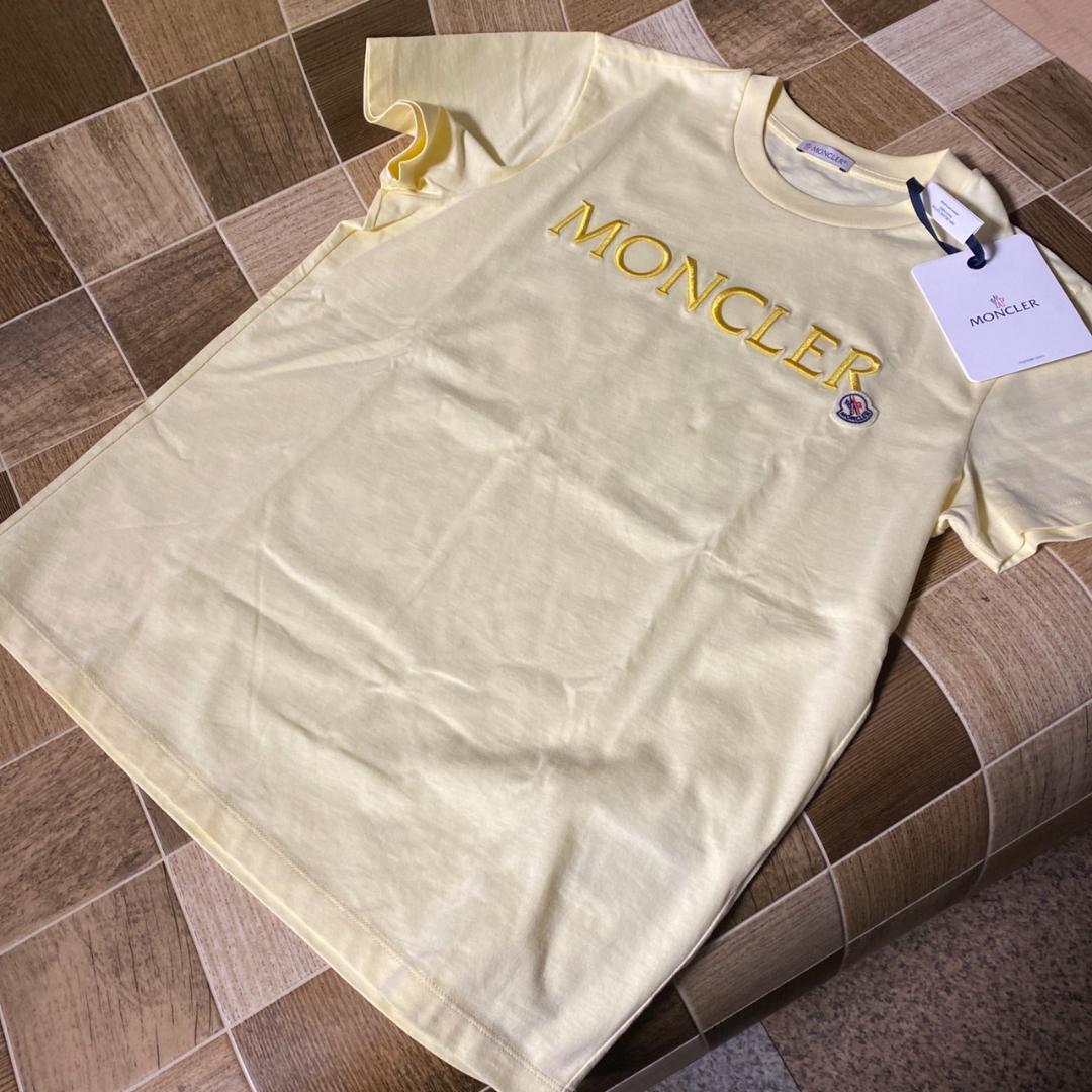 MONCLER モンクレール 刺繍ロゴ 半袖 Tシャツ Lサイズ イエロー系