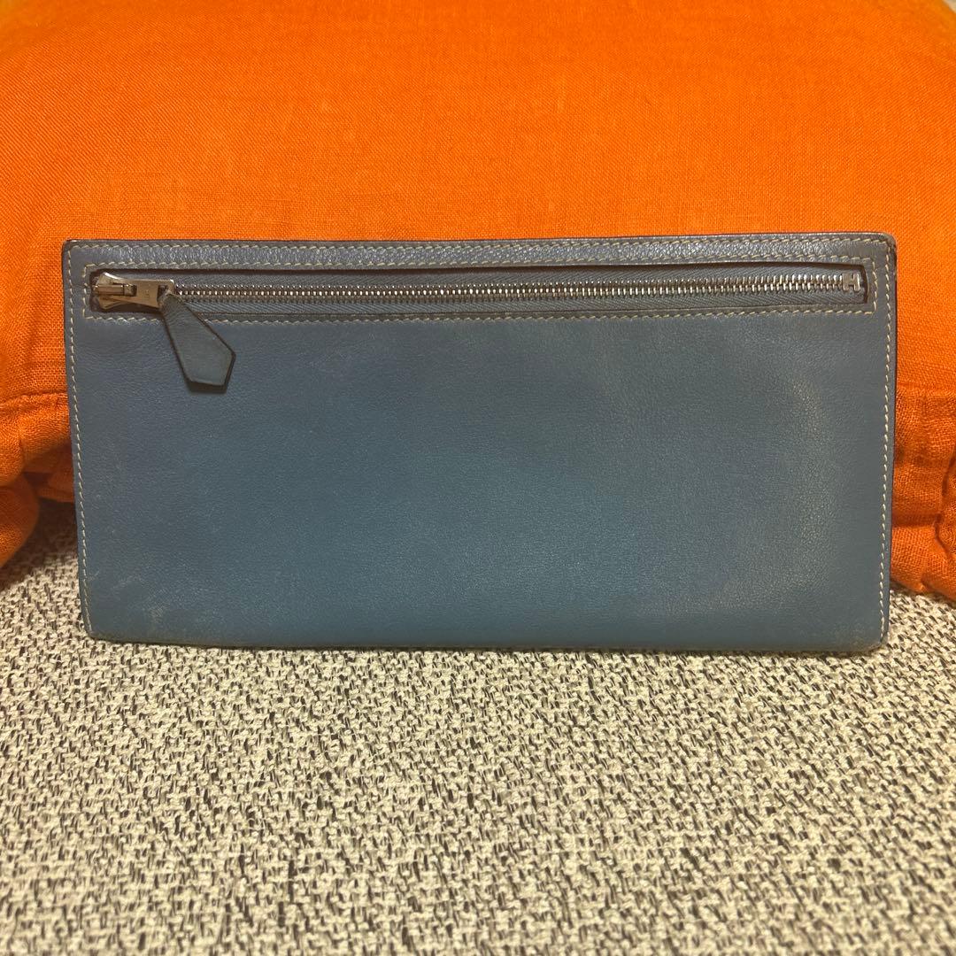 HERMS エルメス ジップザップ ポーチ ペンケース ブルージーン レザー